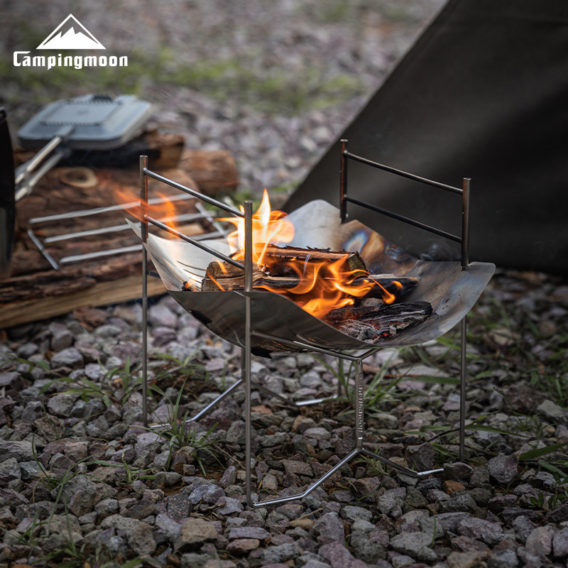 Outdoor Daybed Sofa - A4-Q Draagbare buitenhaard Opvouwbaar vuurrooster Campingbrandhout