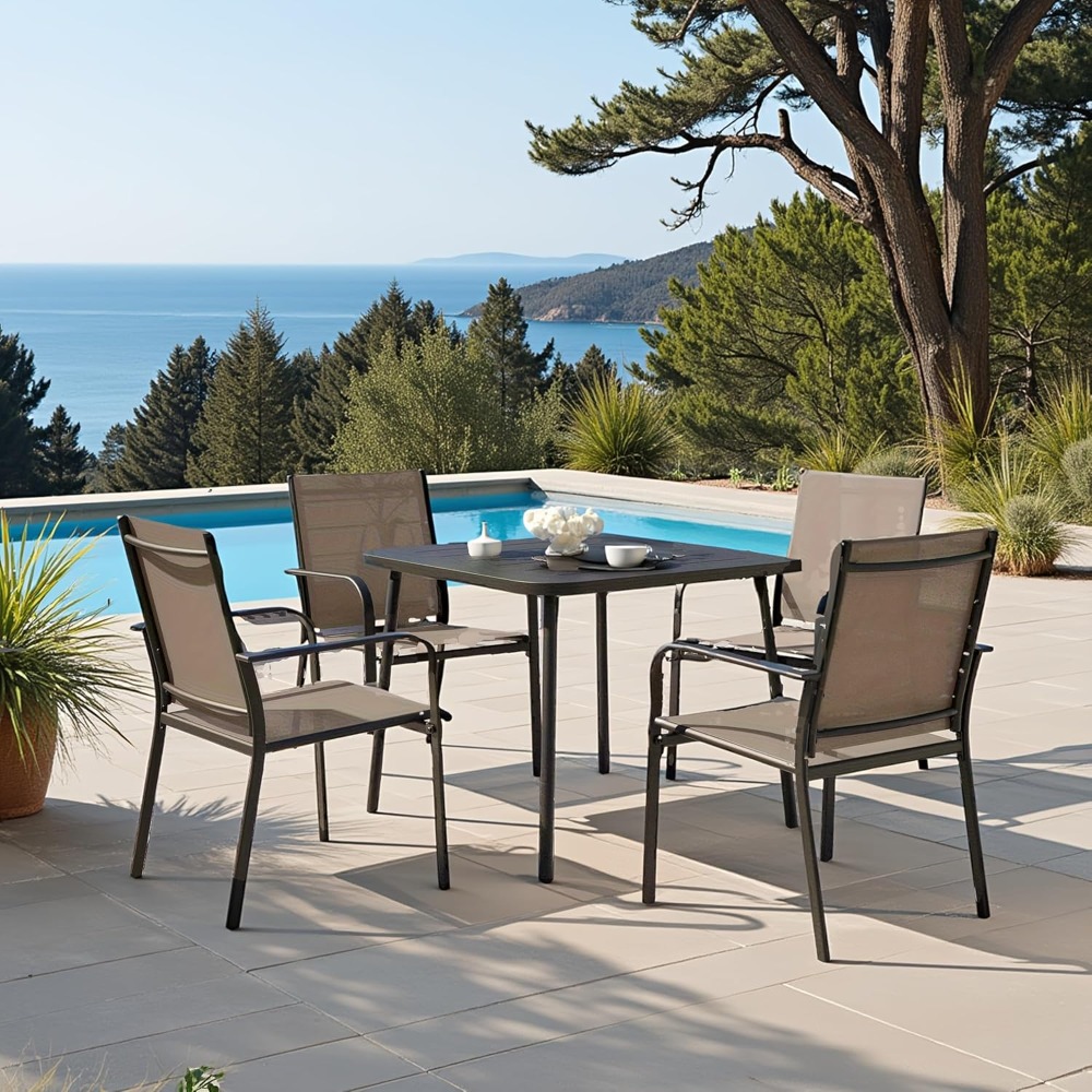 Outdoor Furniture Dining Set - Eetset voor buiten, terrasmeubilairset met textielstoelen