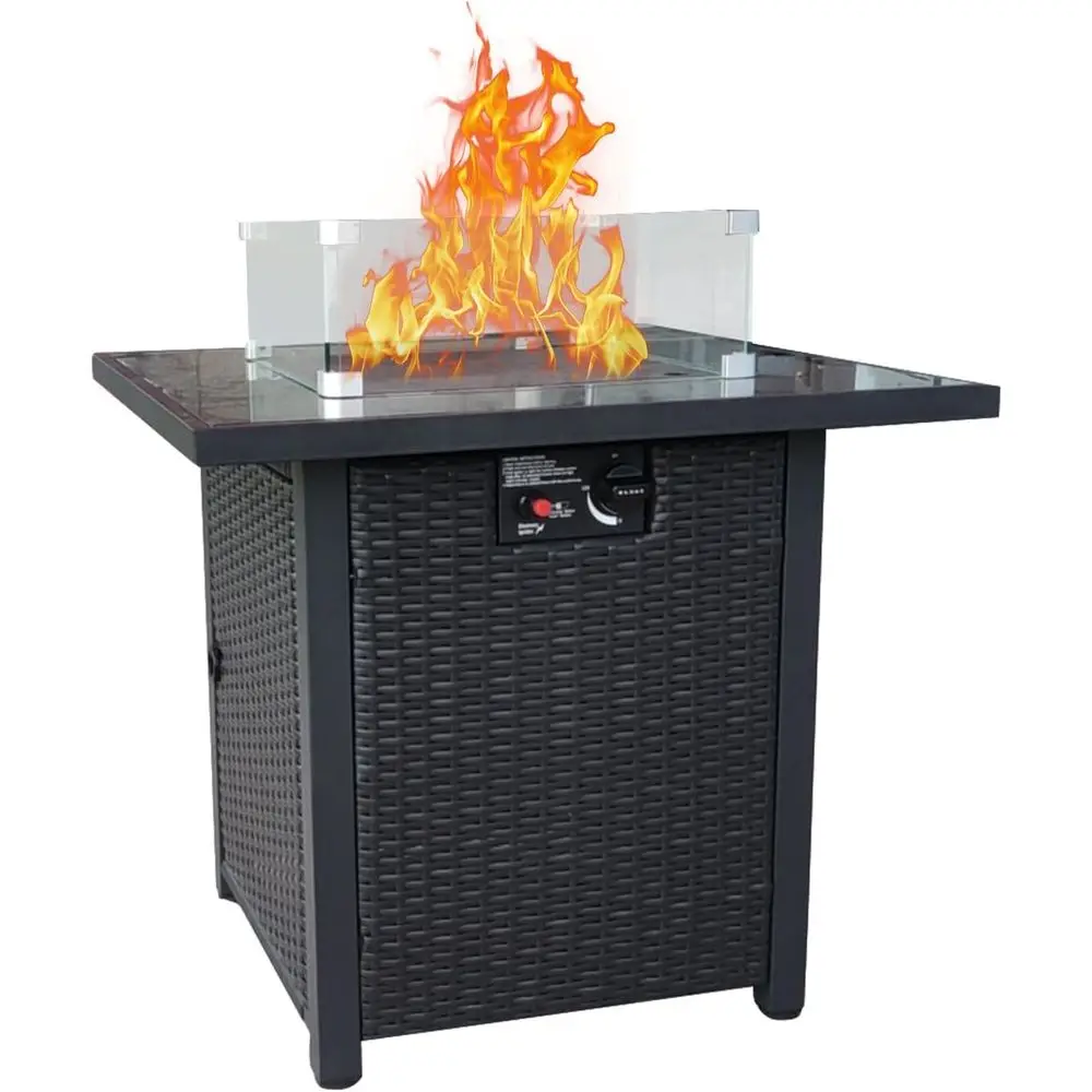 Outdoor Furniture With Fire Pit Table - Wicker tuinmeubelenset, rotan hoekbank met zachte