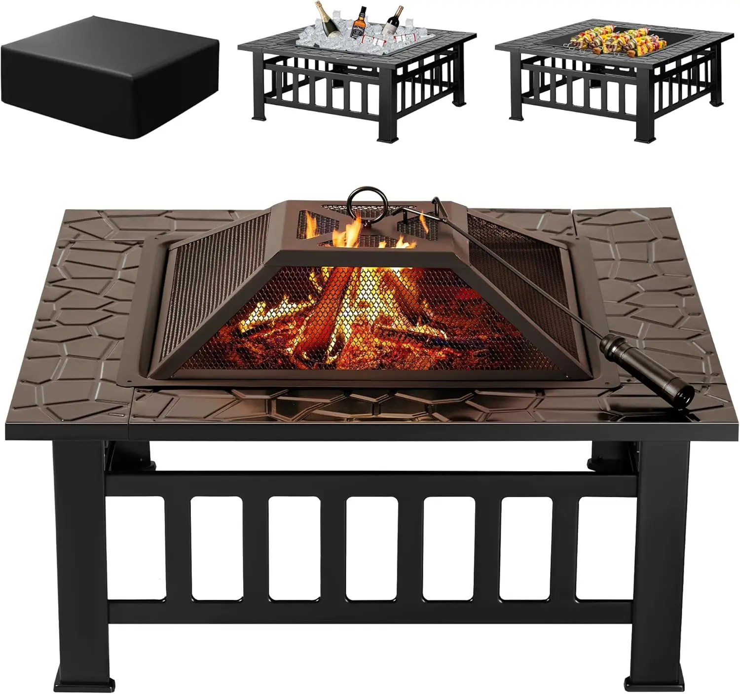 Outdoor Furniture With Fire Pit Table - Buitenhaard, 32 inch vuurtafel van metaal,