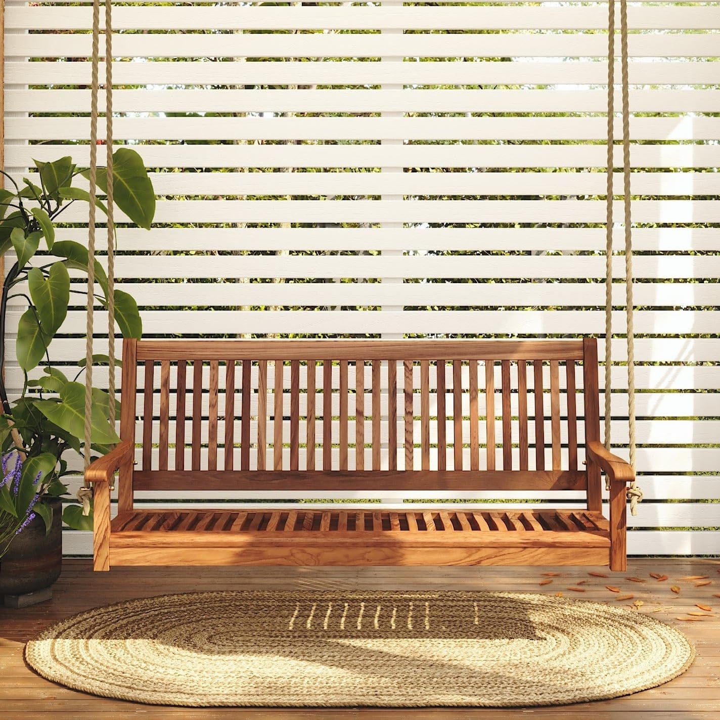 Outdoor Furniture Bench - 5ft Acacia houten veranda-schommelstoel, weerbestendig, natuurlijke