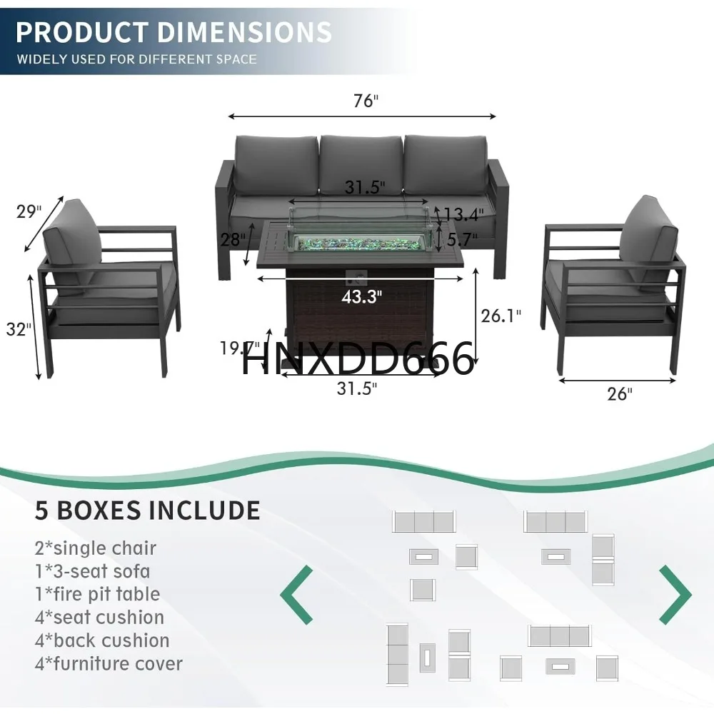 Tuinmeubelset met vuurtafel, 6 - Outdoor Furniture With Fire Pit Table recensie en prijs