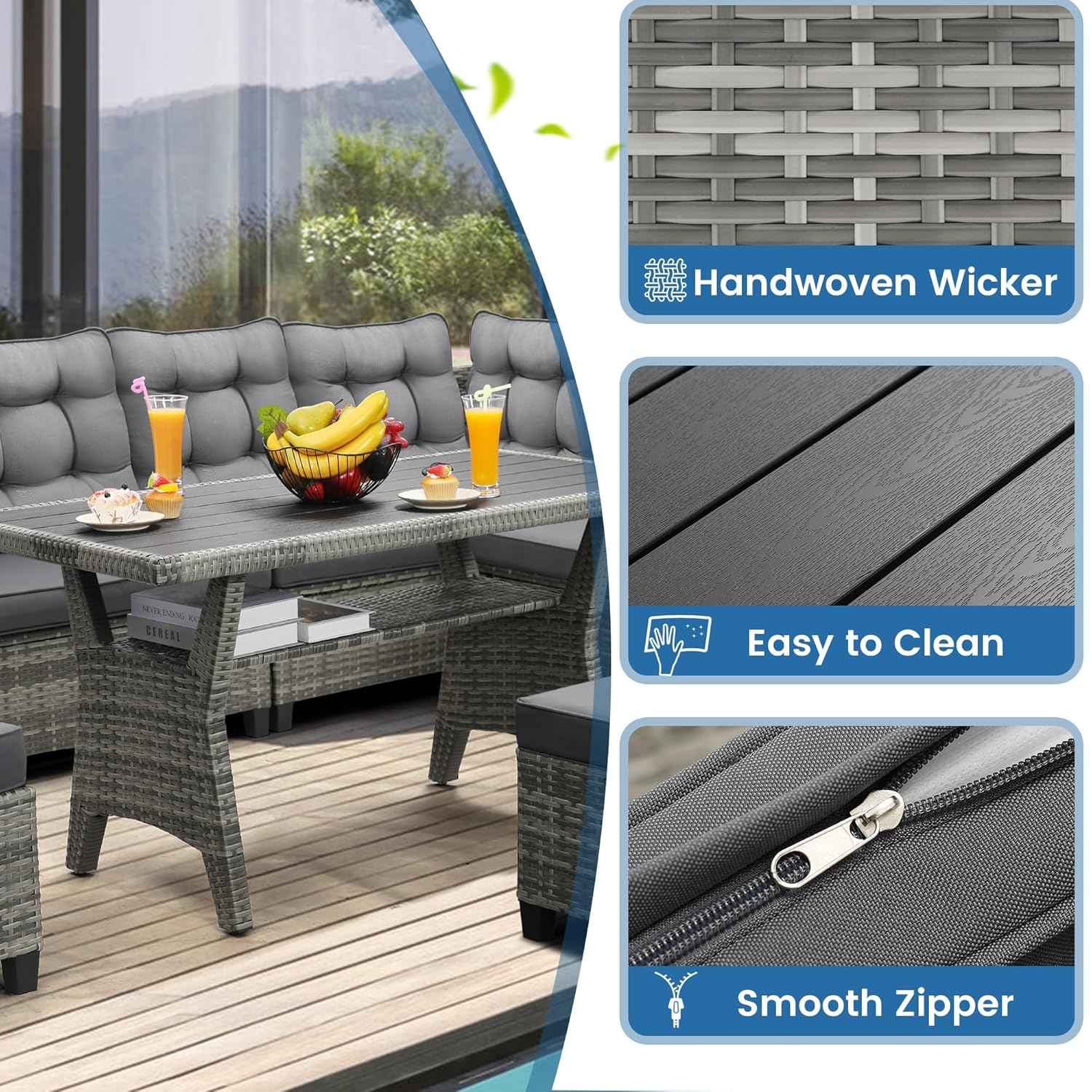 6-delige terrasmeubilairset, e - Outdoor Furniture Dining Set recensie en prijs