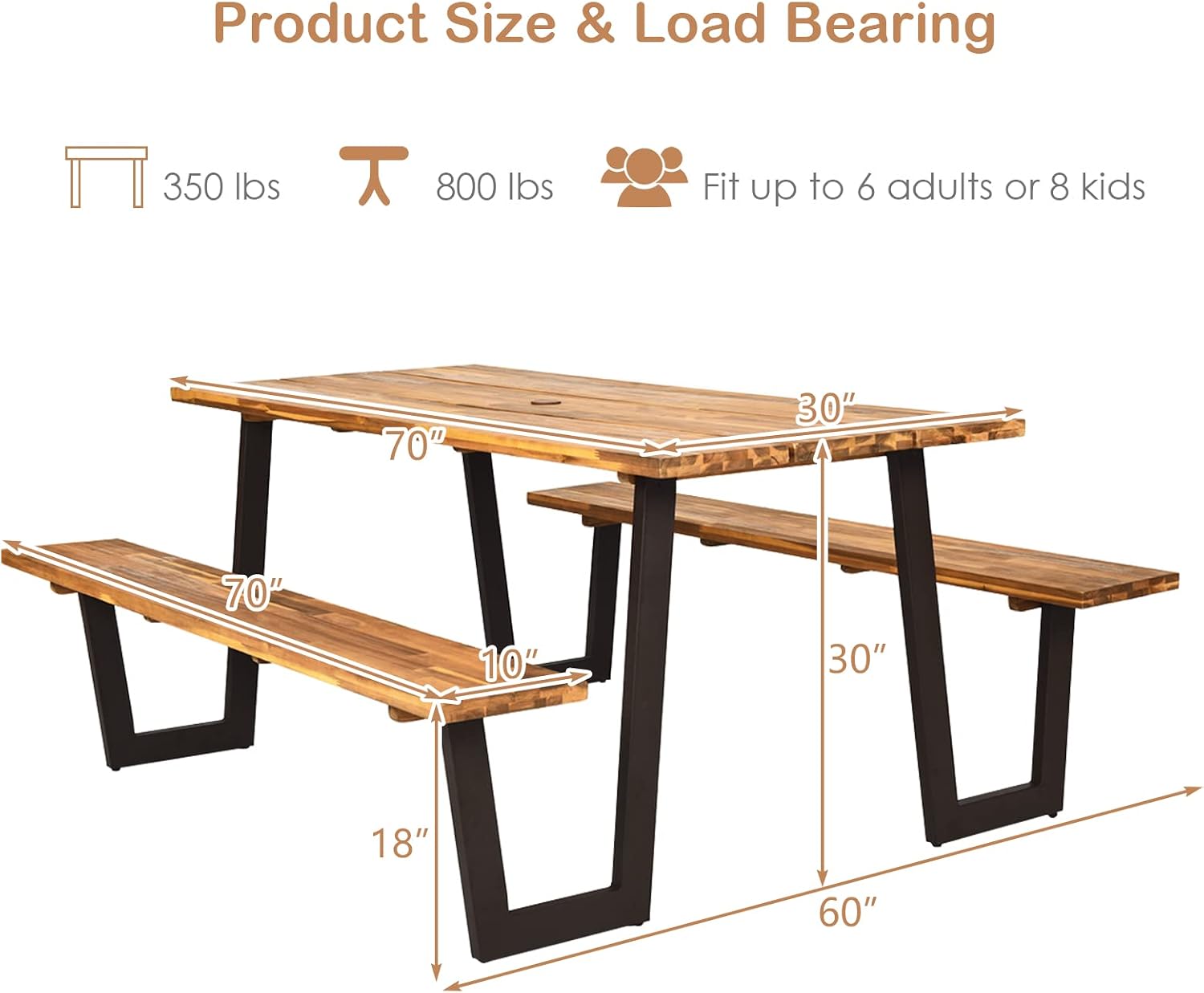 Acacia Houten Picknicktafel me - Outdoor Furniture Dining Set recensie en prijs