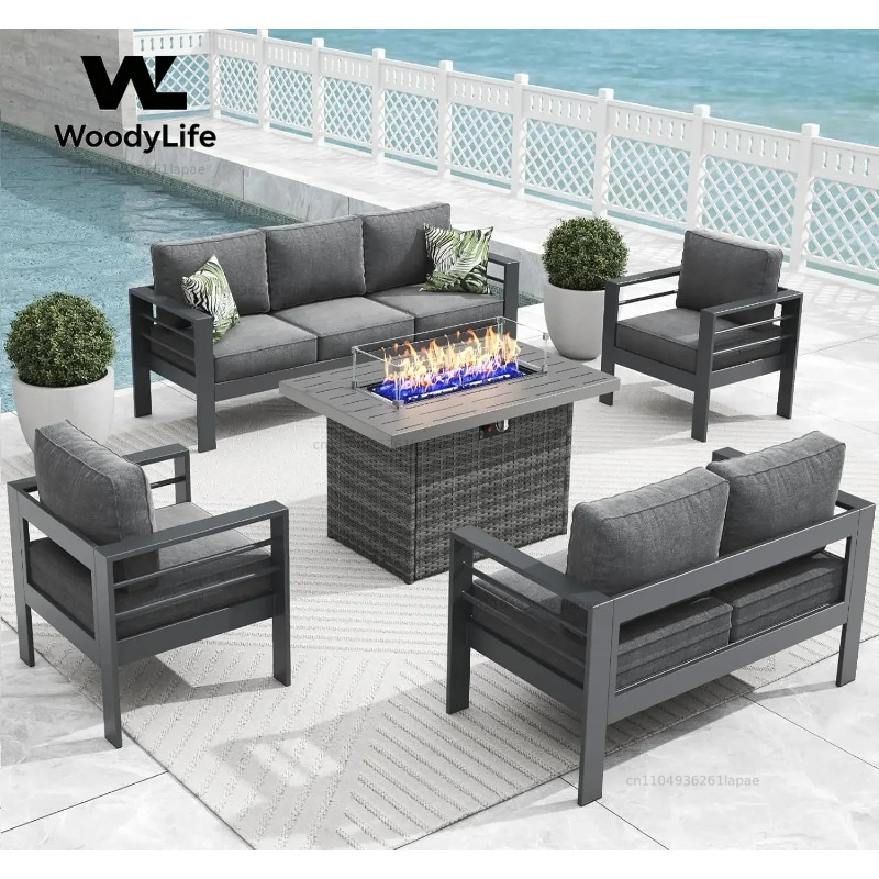 L5-delige moderne aluminium tu - Outdoor Furniture With Fire Pit Table recensie en prijs