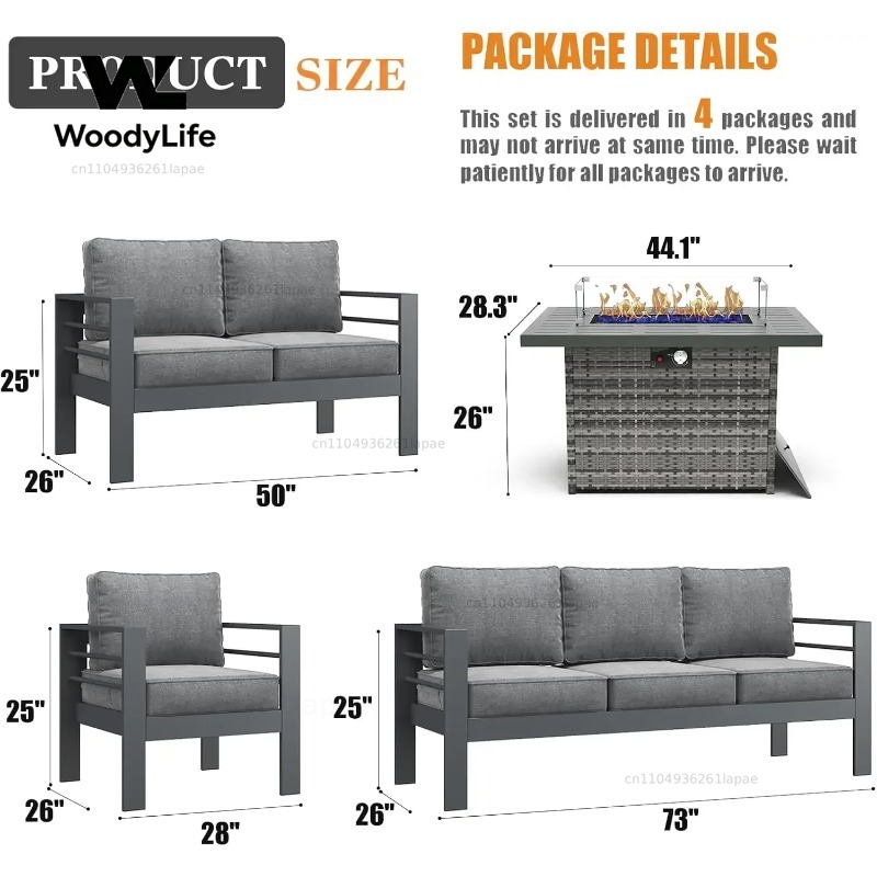 L5-delige moderne aluminium tu - Outdoor Furniture With Fire Pit Table recensie en prijs