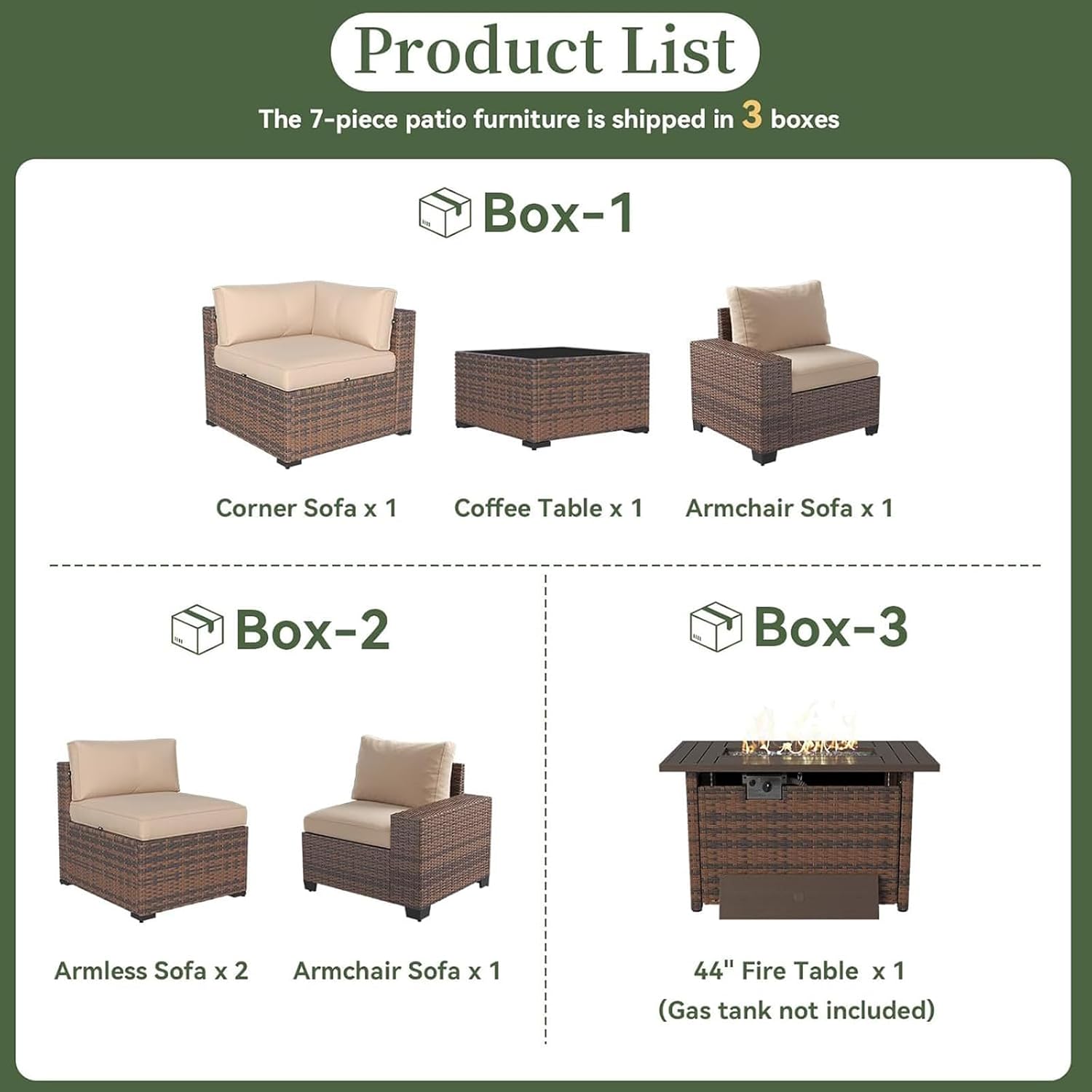 7-delige tuinmeubelset met bre - Outdoor Furniture With Fire Pit Table recensie en prijs