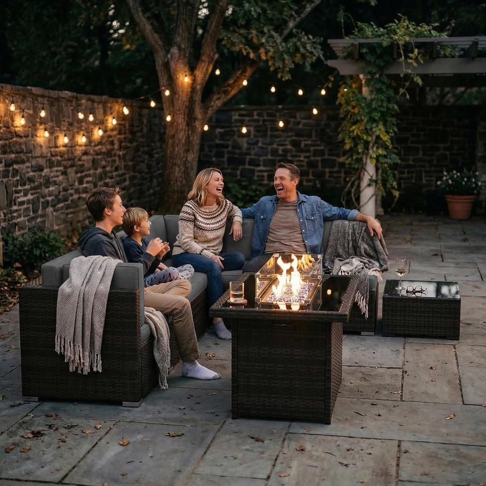 15-delige tuinmeubelset met 44 - Outdoor Furniture With Fire Pit Table recensie en prijs