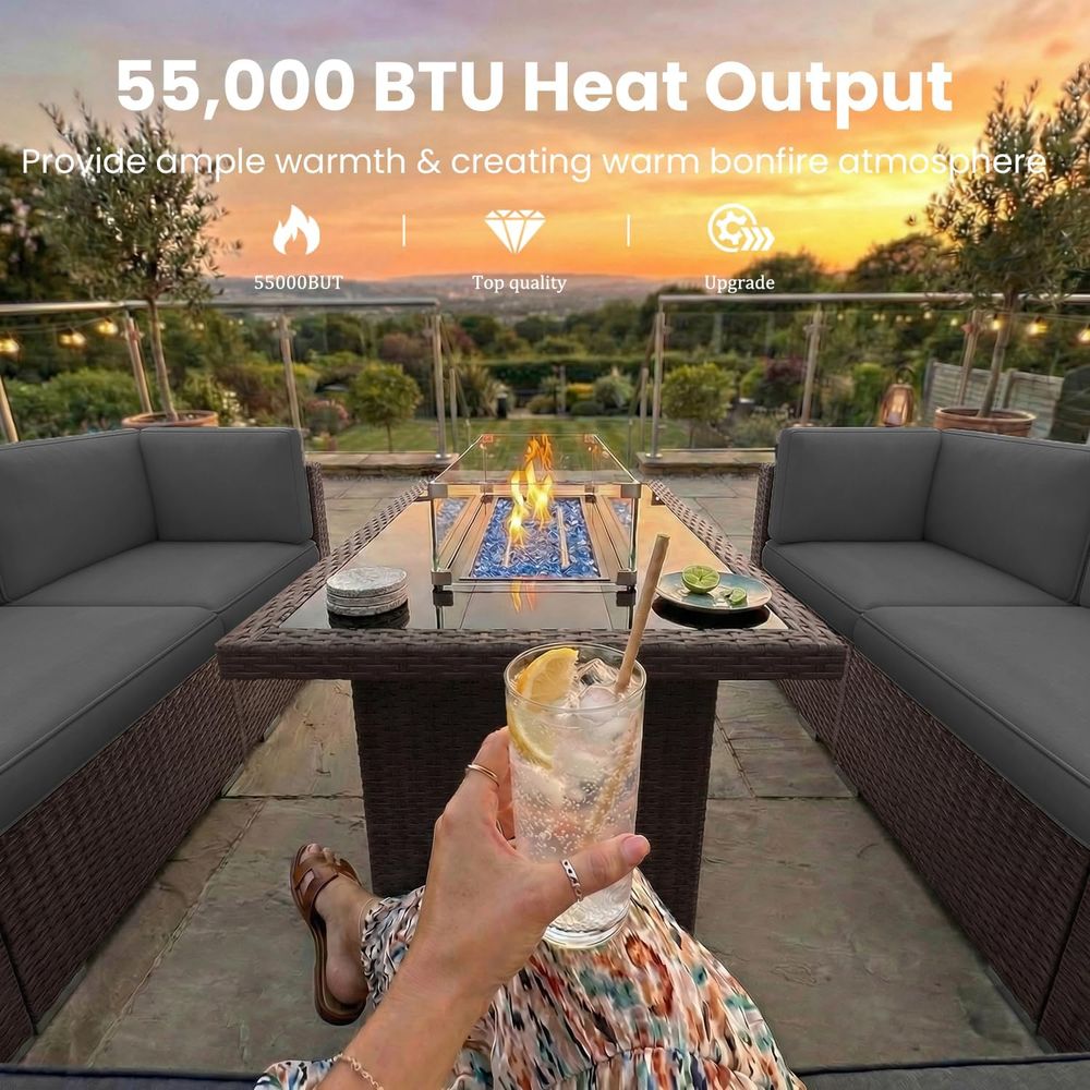 15-delige tuinmeubelset met 44 - Outdoor Furniture With Fire Pit Table recensie en prijs