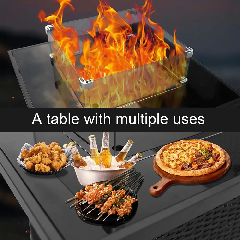 Wicker tuinmeubelenset, rotan  - Outdoor Furniture With Fire Pit Table recensie en prijs