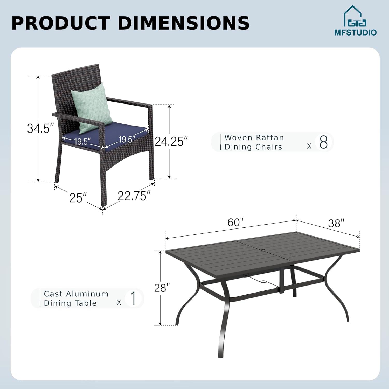 7-delige eetset voor buiten, 6 - Outdoor Furniture Dining Set recensie en prijs