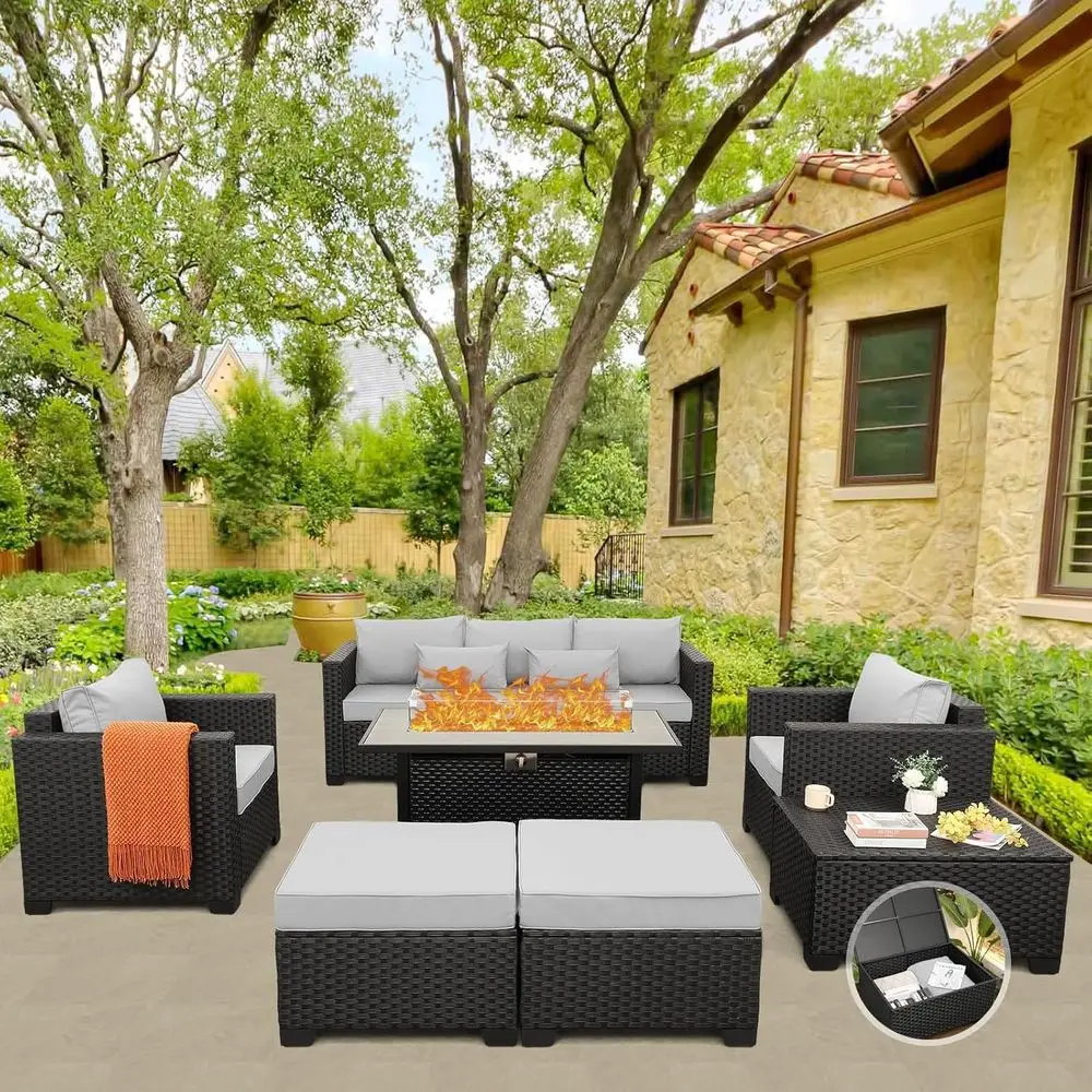 45-delige tuinmeubelset met 7  - Outdoor Furniture With Fire Pit Table recensie en prijs