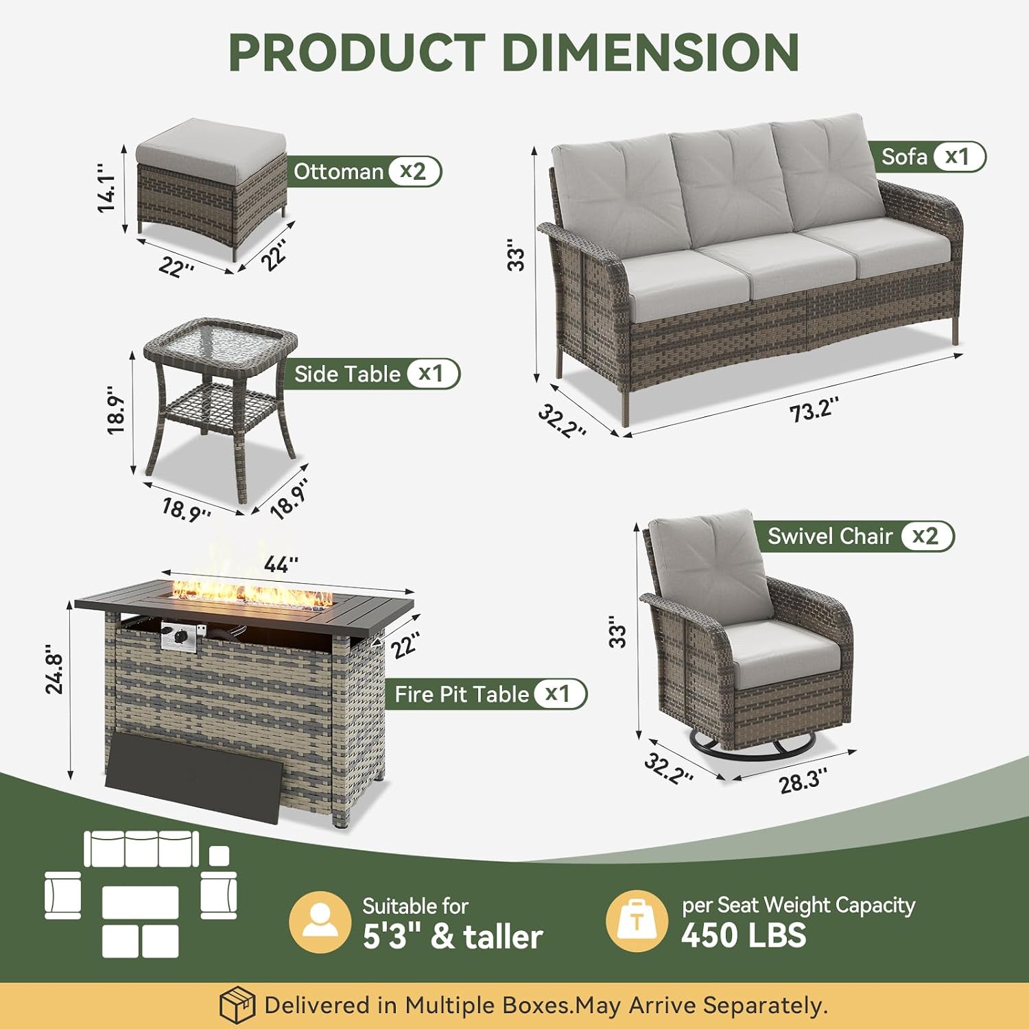 7-delige rieten terrasset met  - Outdoor Furniture With Fire Pit Table recensie en prijs