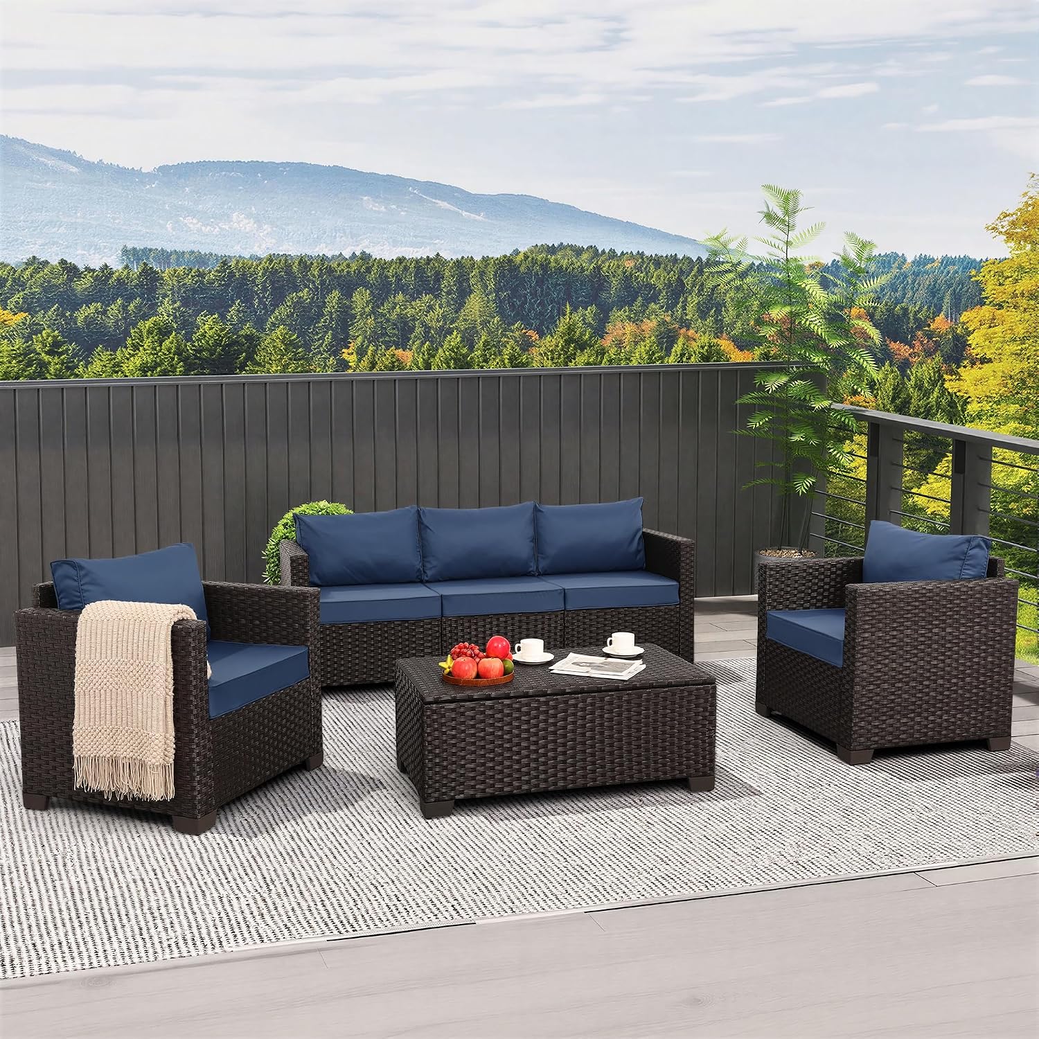 4-delige tuinmeubelset, 45 inc - Outdoor Furniture With Fire Pit Table recensie en prijs
