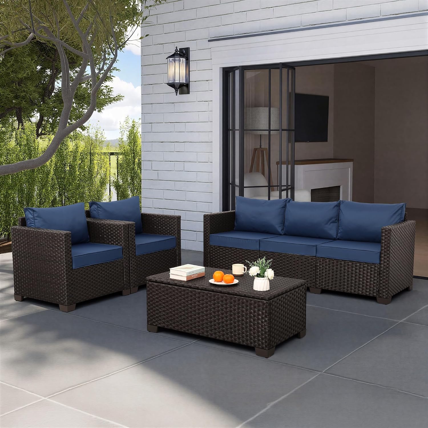 4-delige tuinmeubelset, 45 inc - Outdoor Furniture With Fire Pit Table recensie en prijs