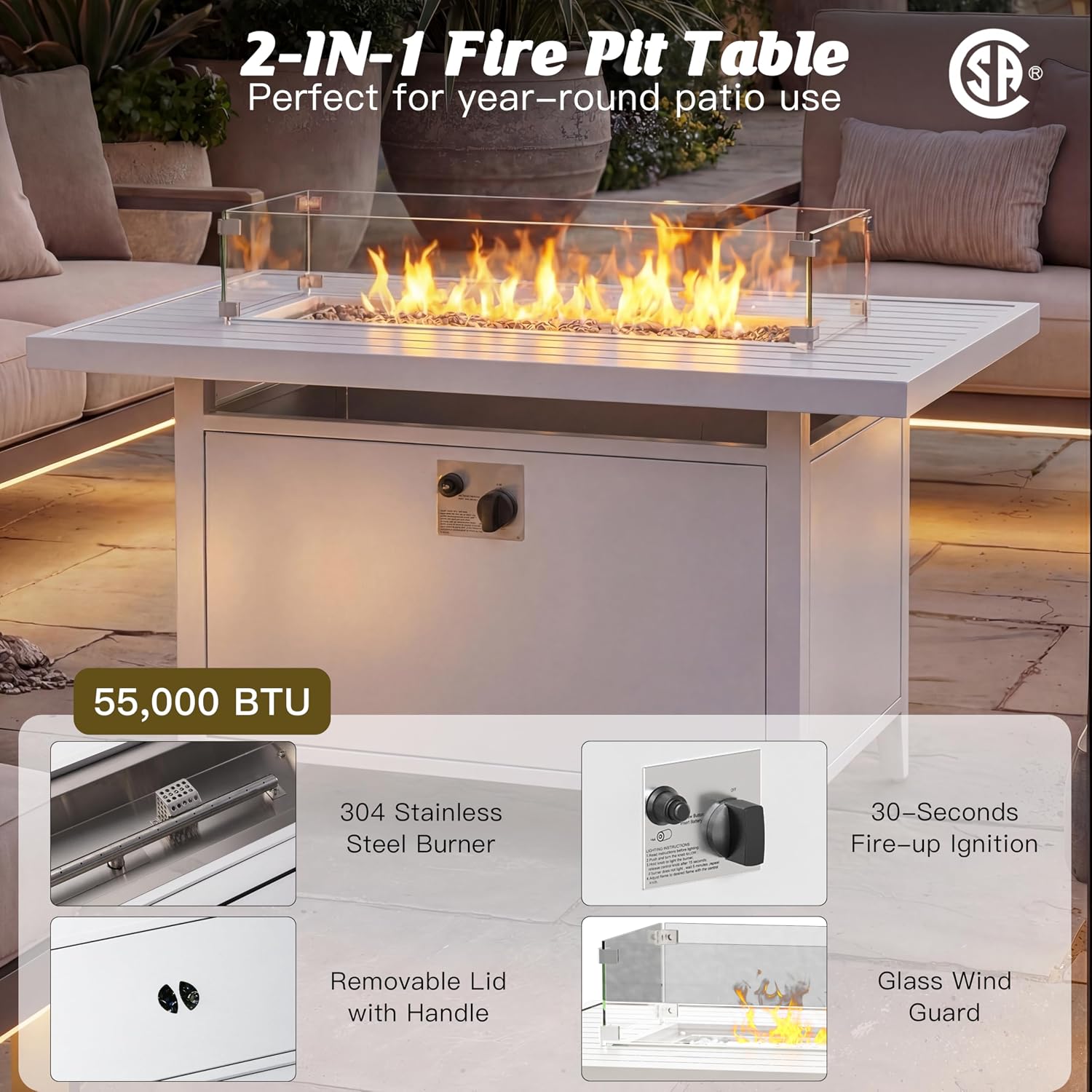 7-delige aluminium tuinmeubels - Outdoor Furniture With Fire Pit Table recensie en prijs