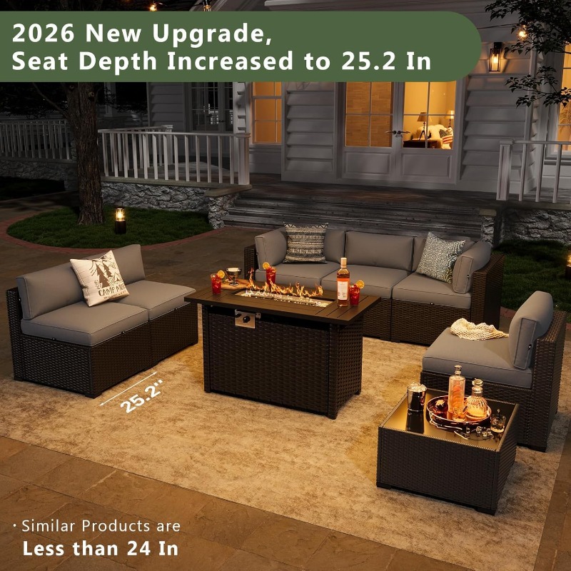 Aoxun 8-delige tuinmeubelset m - Outdoor Furniture With Fire Pit Table recensie en prijs