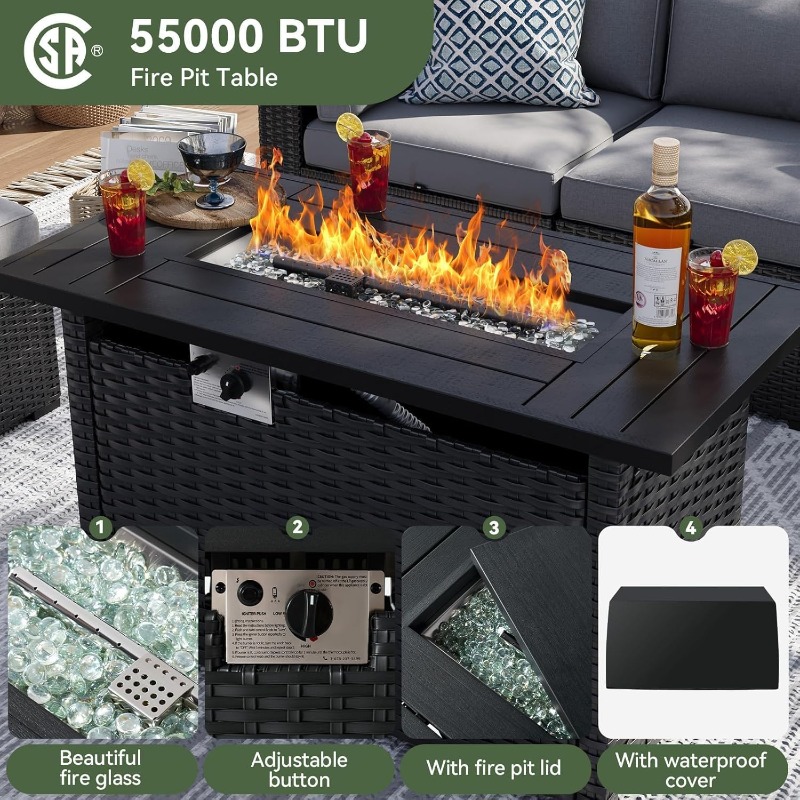 Aoxun 8-delige tuinmeubelset m - Outdoor Furniture With Fire Pit Table recensie en prijs