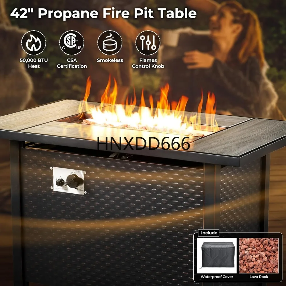 8-delige tuinmeubelset voor bu - Outdoor Furniture With Fire Pit Table recensie en prijs